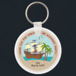 Porte-clés Pirate kid birthday<br><div class="desc">This product is for kids that love pirates and piracy stories. It feesta cute little pirate boy that has arrived on this island with palm trees. There's a pirate ship in the horizon waiting for him to return with a treasure! Seagulls are watching. This product is ideal for a pirate...</div>
