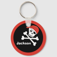 Pirate Skull Crossbones Black Red Monogram Kids