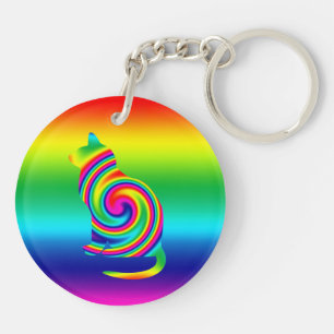 Porte-clés Pirouette d'arc-en-ciel formée par chat
