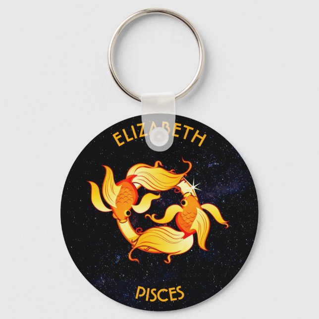 Porte-clés Pisces Zodiac Anniversaire Connexion Avec Votre No (Recto)