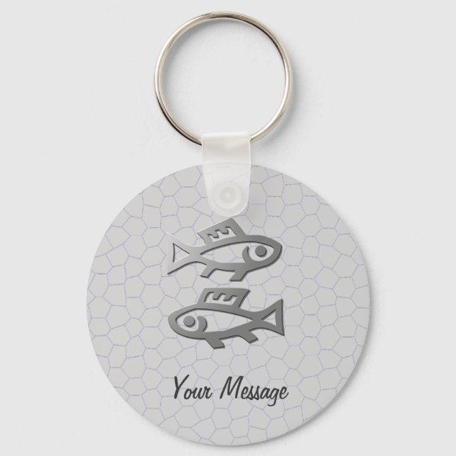 Porte-clés Pisces Zodiac Star Sign In Light Silver (Recto)