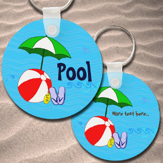 Porte-clés Piscine à bulles de plage modifiable vague paraplu