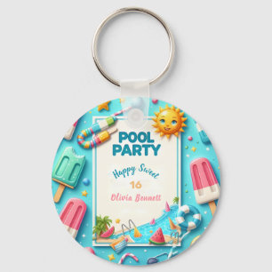 Porte-clés Piscine Fête Anniversaire Sweet sixteen Été Nage
