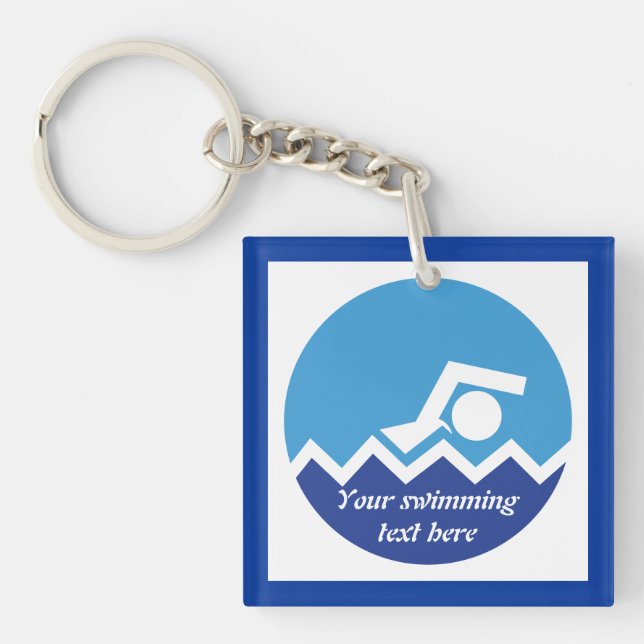 Porte-clés Pismming venin, swimmer on blue circle custom (Devant)