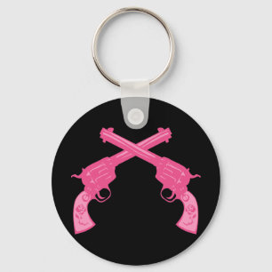 Porte-clés Pistols Croisés Rose Rétro