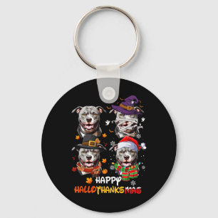 Porte-clés Pitbull Chien Hallothanksmas Halloween Thanksgivin