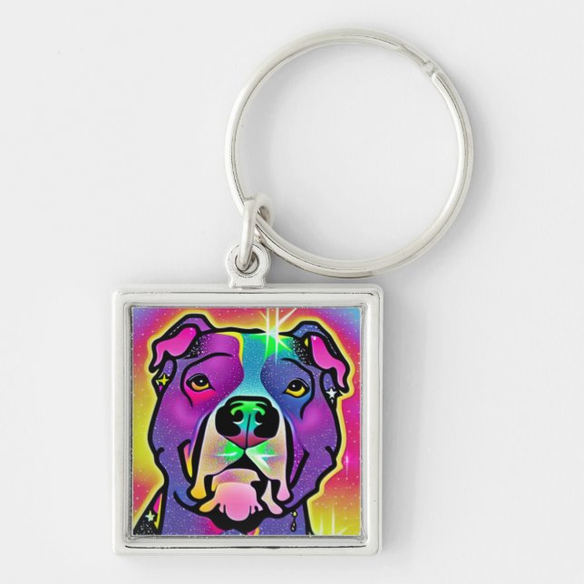 Porte-clés Pitbull Dog Pop Art    (Devant)