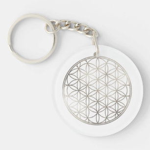 Porte-clés PixDezines Fleur de Vie / Faux Argent