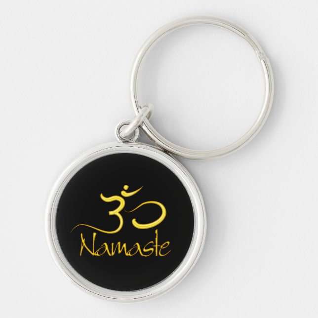 Porte-clés PixDezines namaste+om/couleur de fond diy ! (Devant)