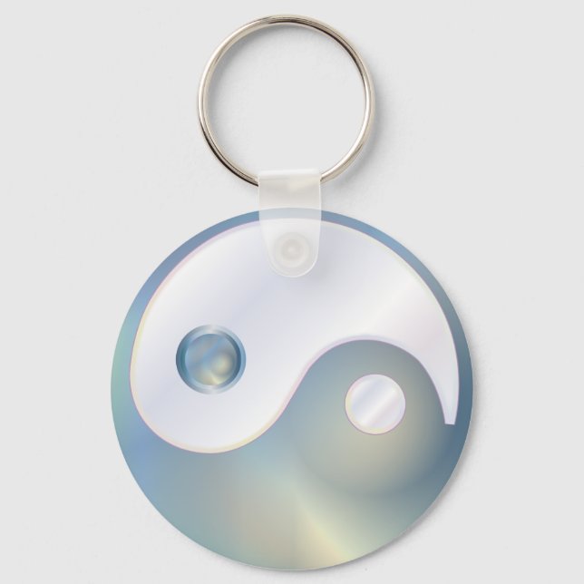 Porte-clés PixDezines yin yang/blanc + faux or (Recto)