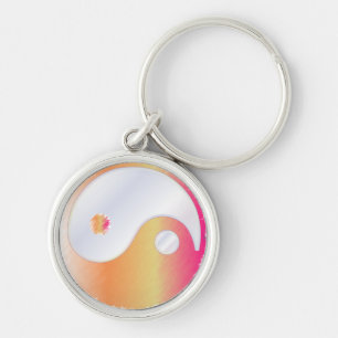 Porte-clés PixDezines yin yang/une touche de grunge blanc