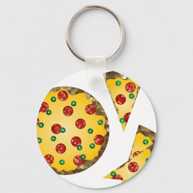 Porte-clés pizza à paillettes (Recto)