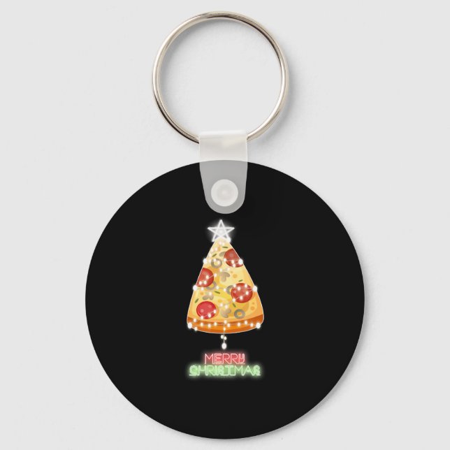 Porte-clés Pizza Christmas Tree Lumières Jeu de Noël (Recto)