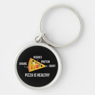 Porte-clés Pizza est sain - Carbes - Drôle de nouveauté Fitne