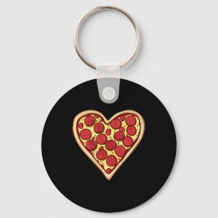 Porte-clés Pizza Love Valentines Jour Coeur Minimaliste