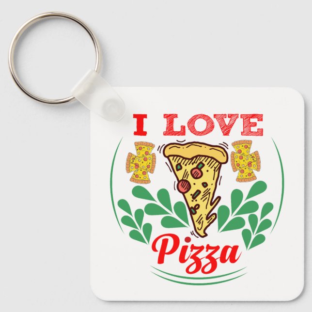 Porte-clés Pizza Lover Fun Design pour les passionnés de nour (Recto)