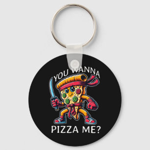 Porte-clés Pizza Ninja Style Karaté Vous Me Voulez Une Pizza 