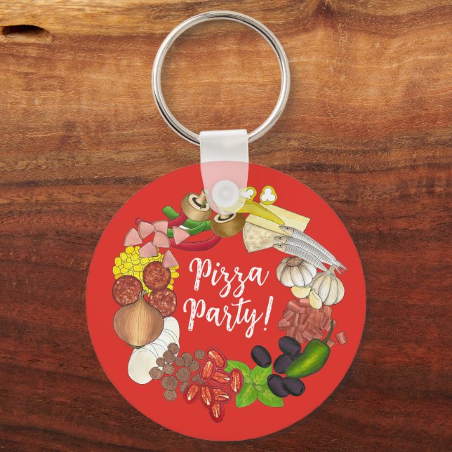 Porte-clés Pizza Party Topings Italien Food Pizzeria Pie (Verso)