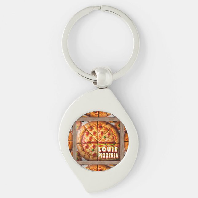 Porte-clés Pizza Pizzeria Design (Devant)