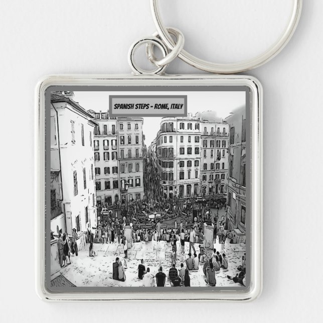 Porte-clés Place d'Espagne Rome, Italie (Devant)
