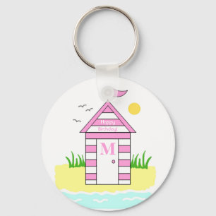 Porte-clés Plage Cabanon rose