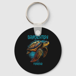 Porte-clés Plage de Bradenton Floride Fl Rétro Vintage Tortue