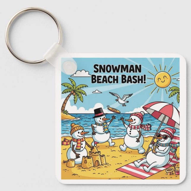 Porte-clés Plage de fous de bonshommes de neige (Recto)