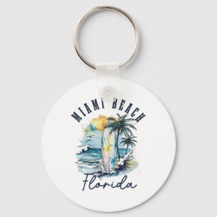 Porte-clés Plage de Miami Floride Surf Vintage Surf Plage Sur