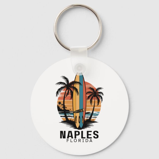 Porte-clés Plage de Naples Floride Surfant Surfeur _1  (Recto)