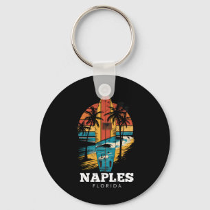 Porte-clés Plage de Naples Floride Surfboard Surf Rétro