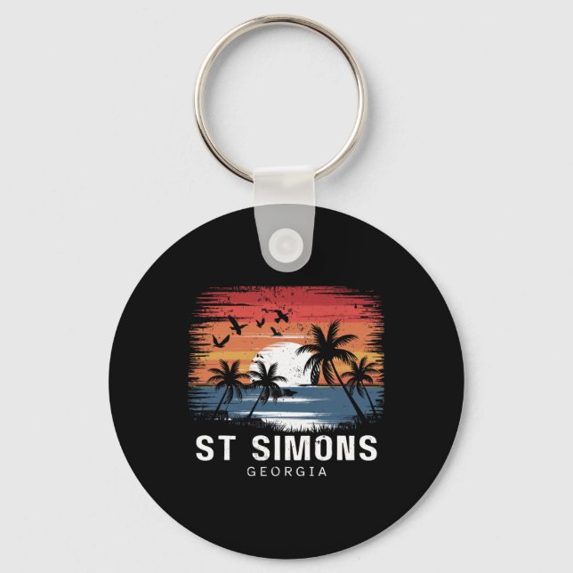Porte-clés Plage de St Simons Géorgie Surfant Surfeur  (Recto)