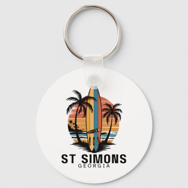 Porte-clés Plage de St Simons Géorgie Surfant Surfeur _1  (Recto)