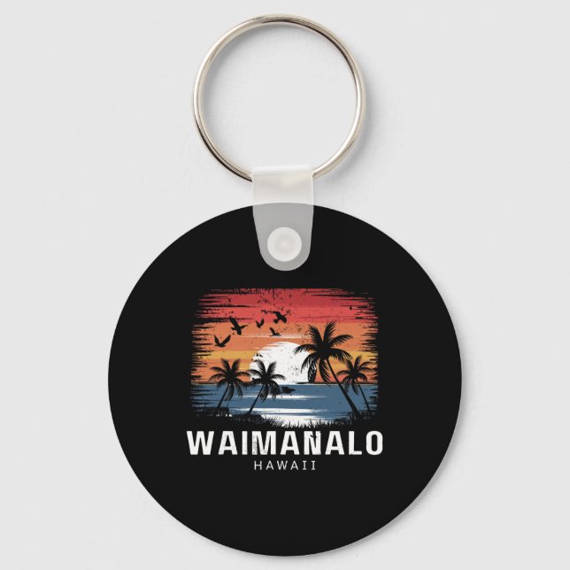 Porte-clés Plage de Waimanalo Hawaii Surfant Surfeur  (Recto)