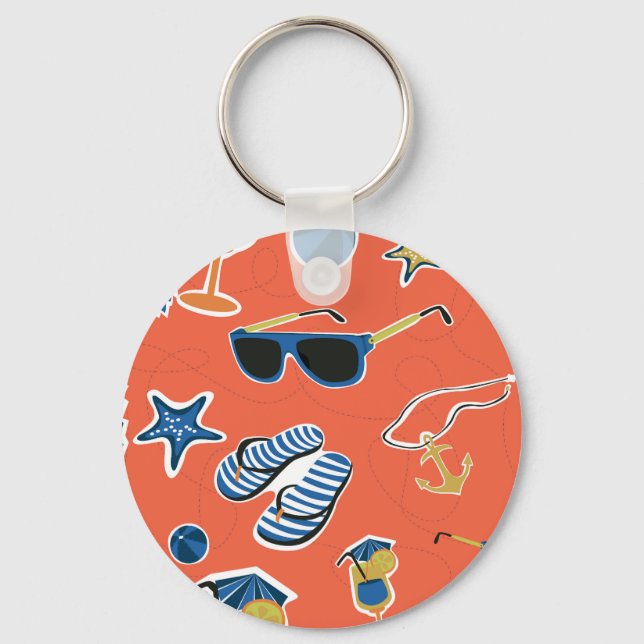 Porte-clés Plage d'été : Relaxant Motif sans couture. (Recto)