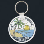 Porte-clés Plage Moonlight San Diego Californie<br><div class="desc">Illustration dessinée à la main par Moonlight Beach avec palmiers et vagues en arrière - plan. Parfait pour tous ceux qui aiment visiter Moonlight Beach.</div>