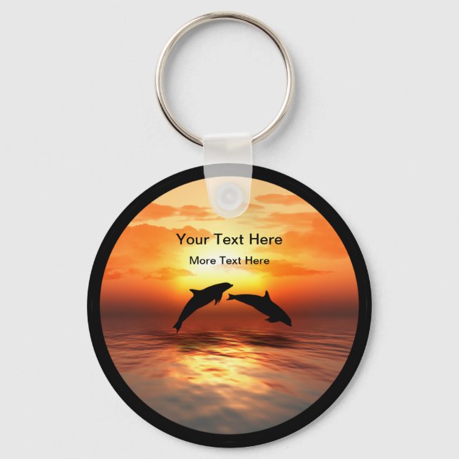 Porte-clés Plage Nature Dolphins Sunset Message Porte - clés (Recto)