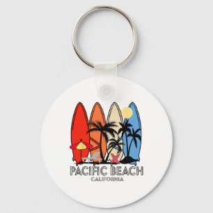 Porte-clés Plage Pacifique Californie Planche de Surf Rétro V