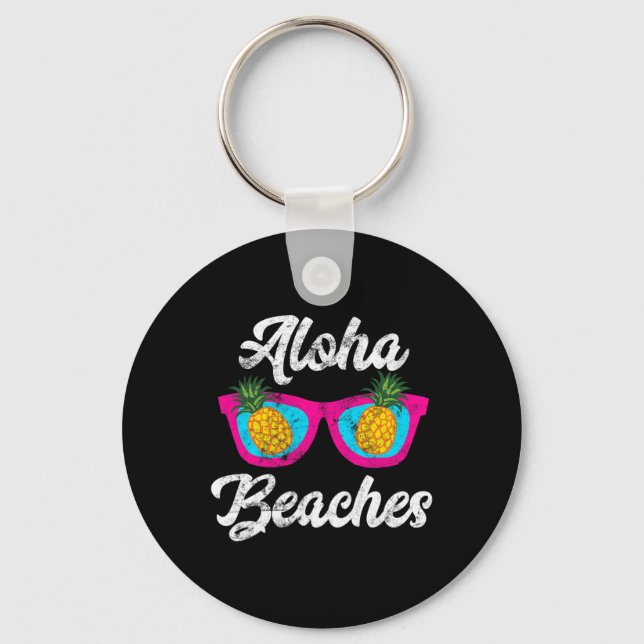 Porte-clés Plages d'Aloha Funny Tropical Hawaiian Pineappy Su (Recto)