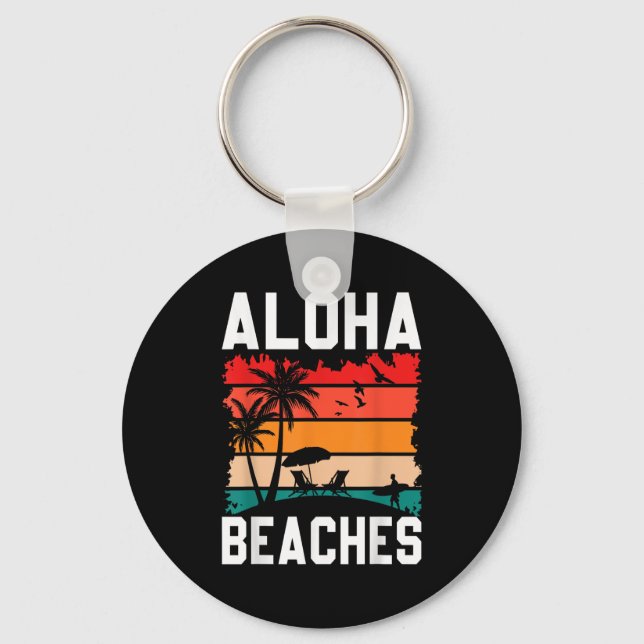 Porte-clés Plages d'Aloha Retro Beach Vacances Été Citation W (Recto)