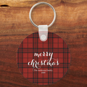 Porte-clés Plaid Classique Joyeux Noël Festif -