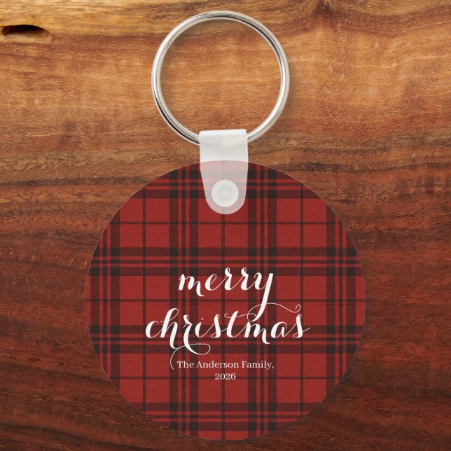 Porte-clés Plaid Classique Joyeux Noël Festif -  (Recto)
