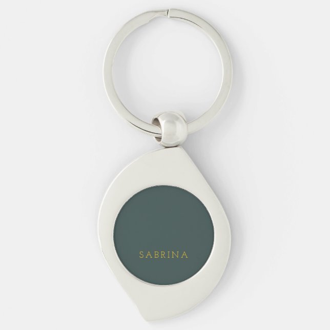 Porte-clés Plain Modern Minimalist Own Name Dusty Green (Devant)