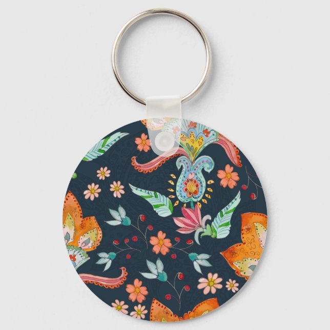 Porte-clés Plaisir floral : Aquarelle texture de fleurs (Recto)