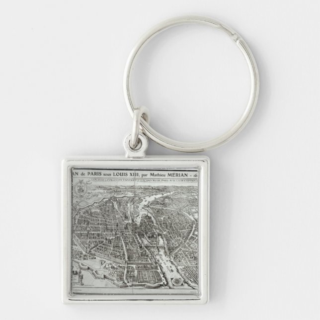 Porte-clés Plan de l'oeil de l'oiseau de Paris, 1615 (Devant)