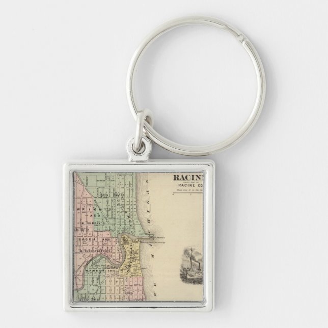Porte-clés Plan Racine, siège de comté de Racine Co (Devant)