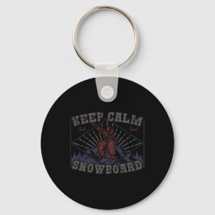 Porte-clés Planche à neige Gardez votre calme Vintage Rétro P