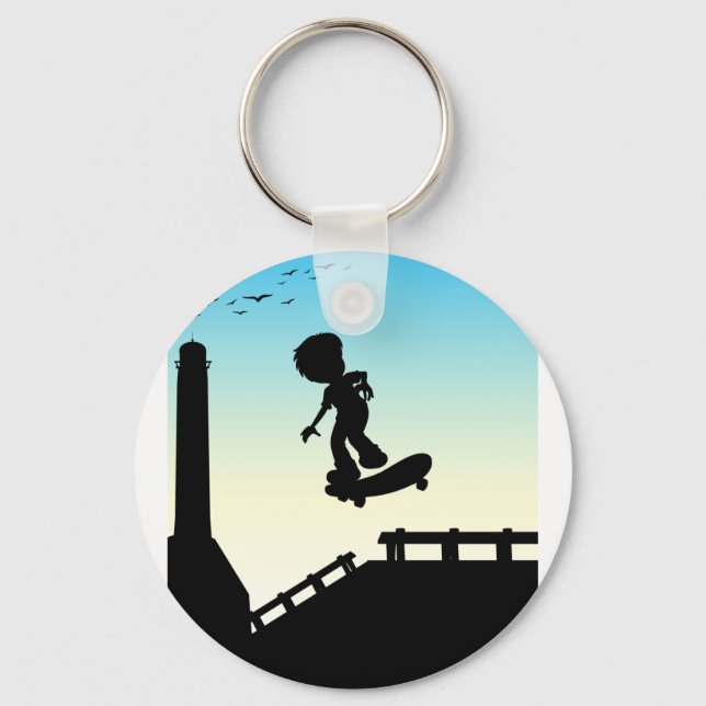 Porte-clés Planche à roulettes Silhouette (Recto)