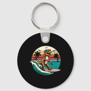Porte-clés Planche de surf dinosaure drôle plage été surfant 