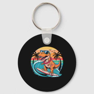 Porte-clés Planche de surf dinosaure drôle plage été surfant 