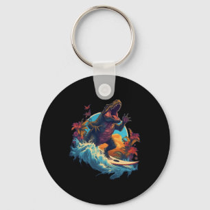 Porte-clés Planche de surf dinosaure plage surf surfeur dinos